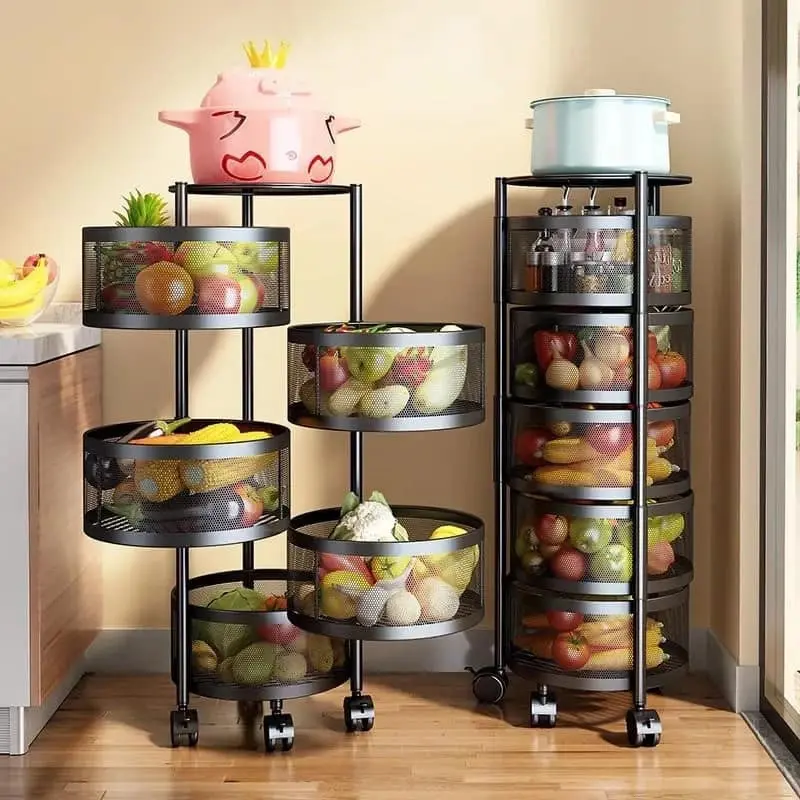 Multifunctional Rotating 5 layer Round Vegetable Rack (রাউন্ড স্টোরেজ ট্রলি)