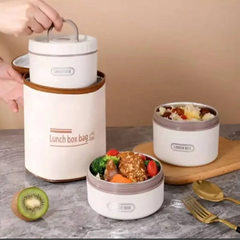 Stylish Premium Quality 3Pcs Lunch Box With Bag (ফুড কন্টেইনার)